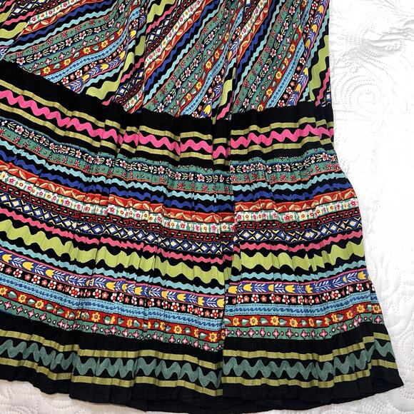 Double D Ranch Maxi Skirt Size L Colorful Multi-print Stretch Long Western Rodeo - Picture 14 of 14